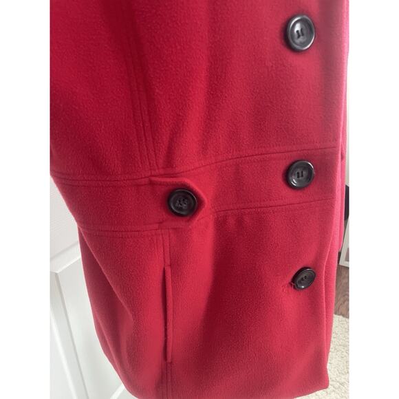 JM Collection Womans Coat | Womens XLarge | Red Soft Pea Coat Button Front Lined - Picture 4 of 10